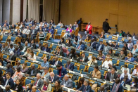 Delegates attending a meeting of the 164th Meeting of the Committee of Permanent Representatives to UNEP CR4
