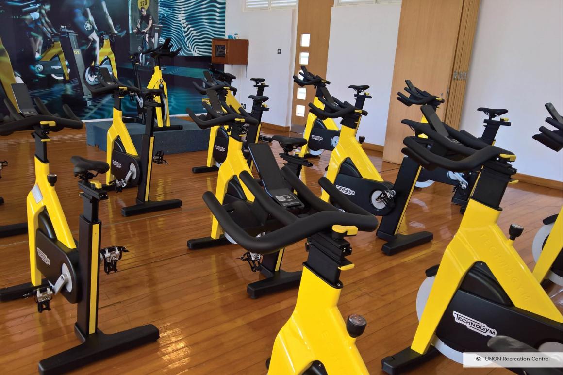 Exercise bikes in gym