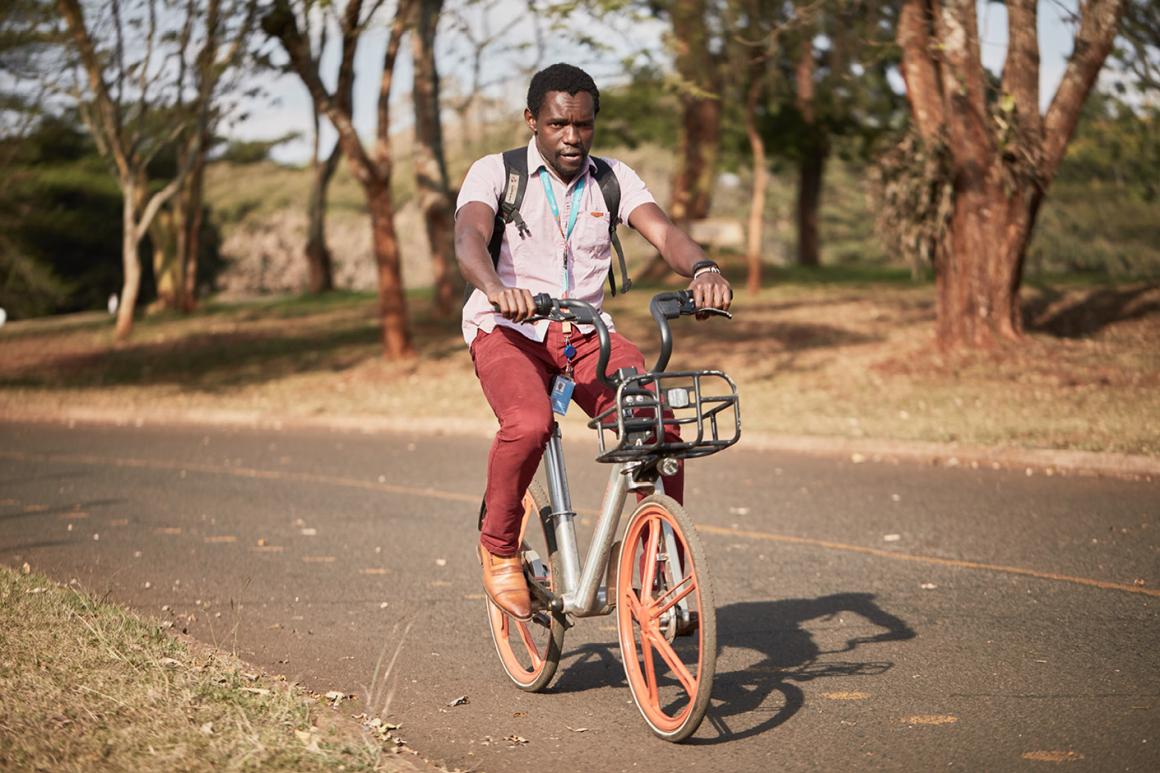 Man riding a bike