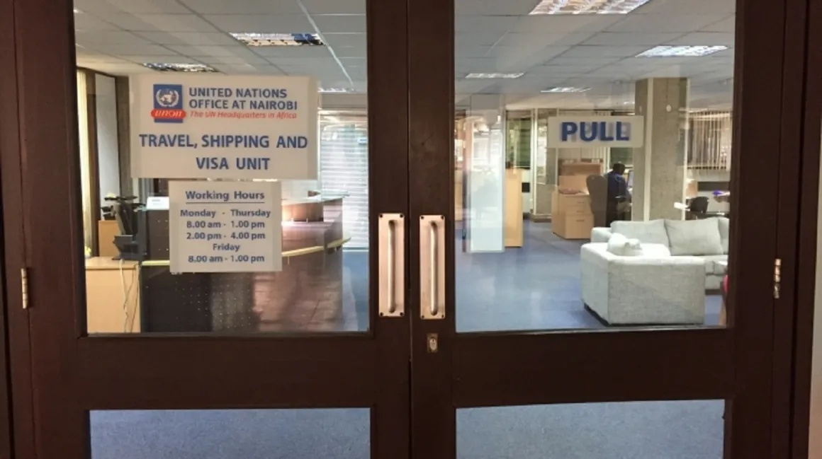 Entrance door to travel office