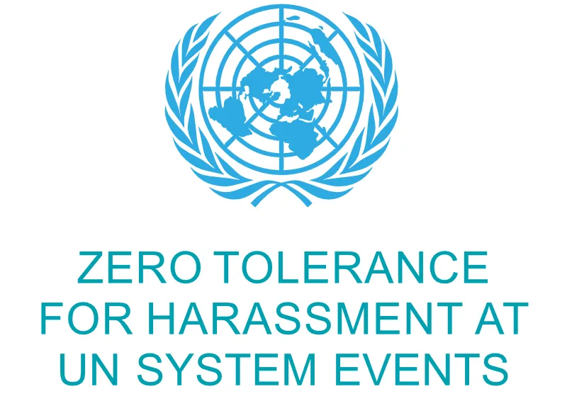 Image saying zero tolerance for harassment at UN system events