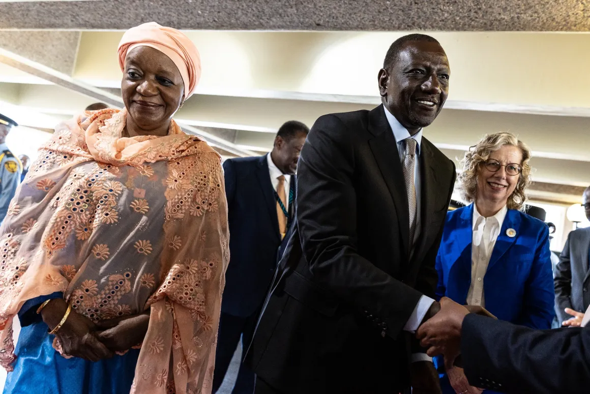 unepkiara_worth_high-level_segment_of_unea6_unon_dg_with_william_ruto_and_inger_andersen_29_feb_2024.jpg The president of Kenya greets people