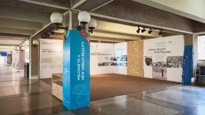 Example of a branded lobby pillar at the exhibition area at the United Nations Office in Nairobi complex 