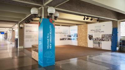 Example of a branded lobby pillar at the exhibition area at the United Nations Office in Nairobi complex 